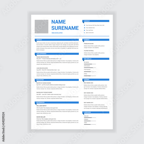 Minimalist Professional Resume Template Design 
