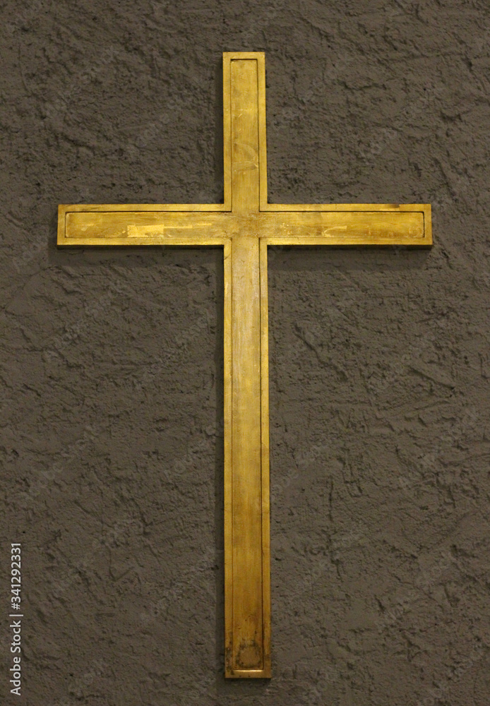 Golden cross inside Saint Peter's Basilica in Rome - Febraury 2019
