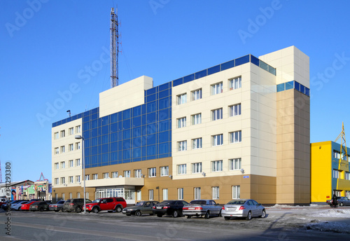Modern office building in the city of Gubkinsky in the Yamalo-Nenets district of the Russian Federation