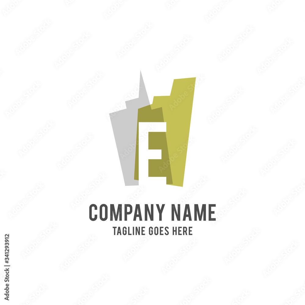Fototapeta premium E Letter building logo vector design template