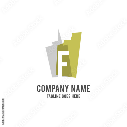F Letter building logo vector design template