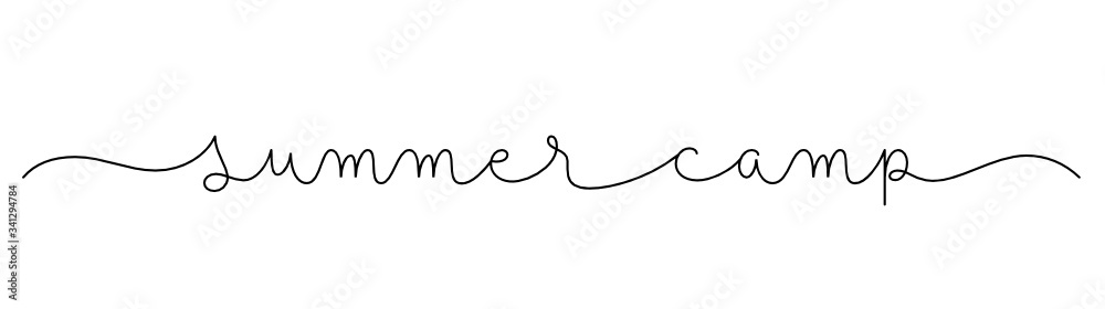 SUMMER CAMP black vector monoline calligraphy banner with swashes SUMMER CAMP black vector monoline calligraphy banner with swashes