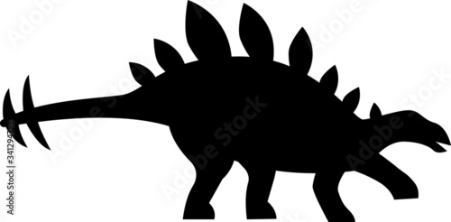 Simple Black Cartoon Drawing of a Dinosaur Stegosaurus