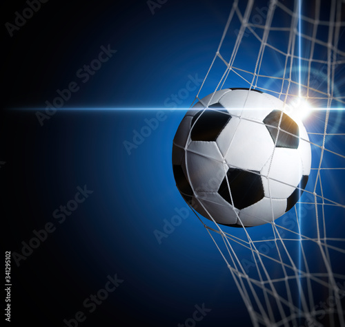 soccer ball in goal with spotlight © Alekss