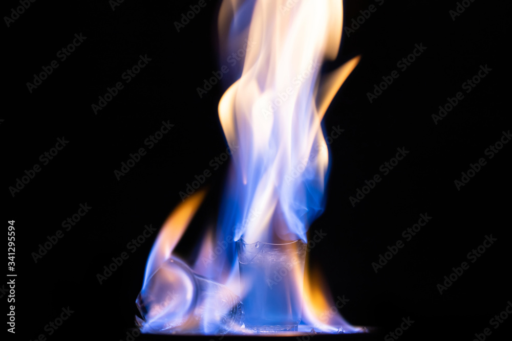 Burning alcohol on black Burning alcohol on black