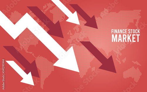 economic recession infographic with arrows and earth maps
