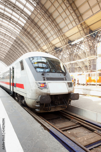 Train at Train Station in Frankfurt, Hesse, Germany photo