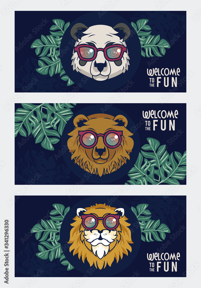 Obraz premium welcome to the fun with animals using glasses