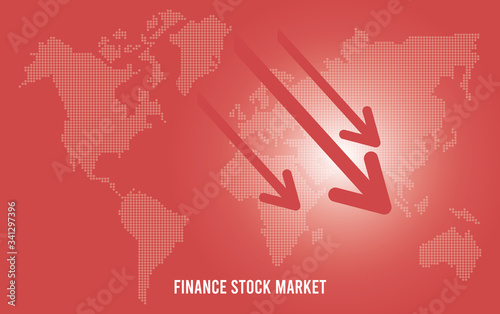 economic recession infographic with arrows and earth maps