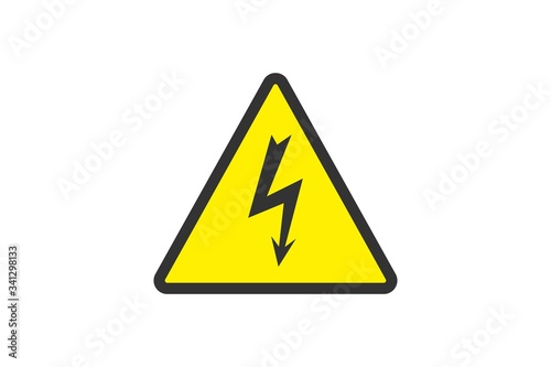 Flat yellow hazard warning symbol. Warning icon and sign of danger isolated on white background for use on web design, typography, ui, app, on the road and construction.