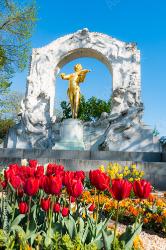 Photography Johann Strauss monument in the Vienna city park.