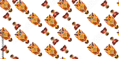 colorful ikat painted texture Drapery curves pagan tripe seamless pattern. Indian old surface background.
