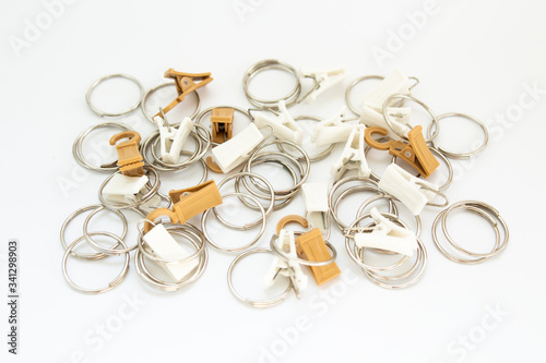 fastenings for curtains on a white background