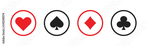 Card suits in a circle set icon. Isolated vector sign