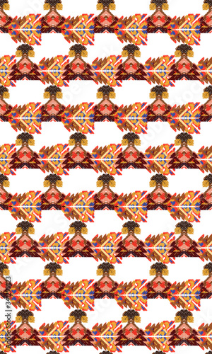 colorful ikat painted texture Drapery curves pagan tripe seamless pattern. Indian old surface background.