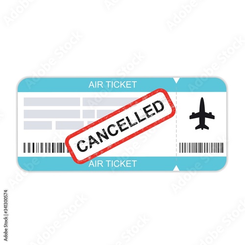 Air ticket, flight cancelled. Temporarily paused flights due to epidemics coronavirus.