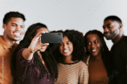 Happy African American taking a selfie