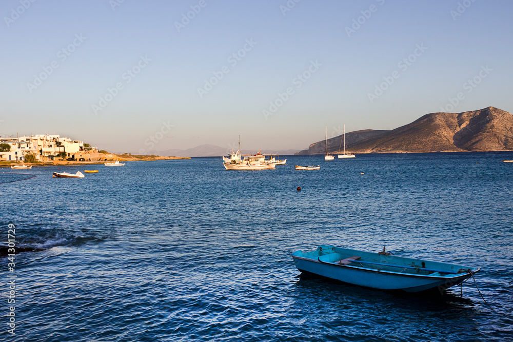 Koufonissia village, sunset on the sea - Lesser Cyclades, South Aegean, Greece
