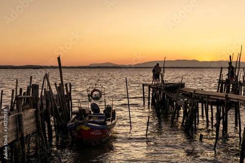 boats at sunset