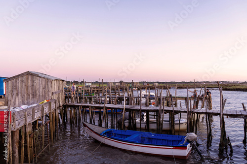 gondolas at sunset