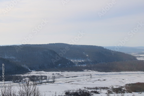 The Ural mountains are covered with snow
