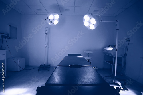 morgue medical room, medical clinic, surgical table in the morgue photo
