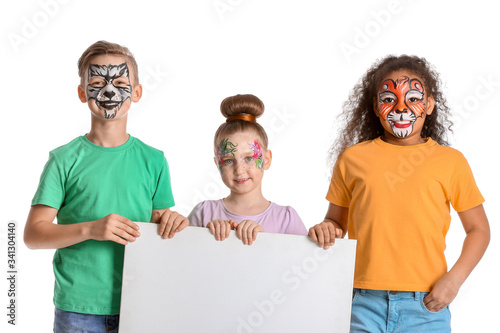 Funny children with face pa...