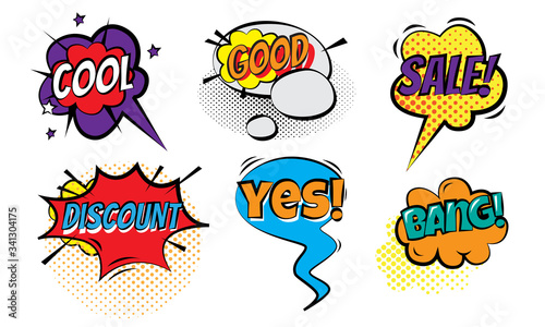 Different chat doodles and traditional words for messages vector illustration