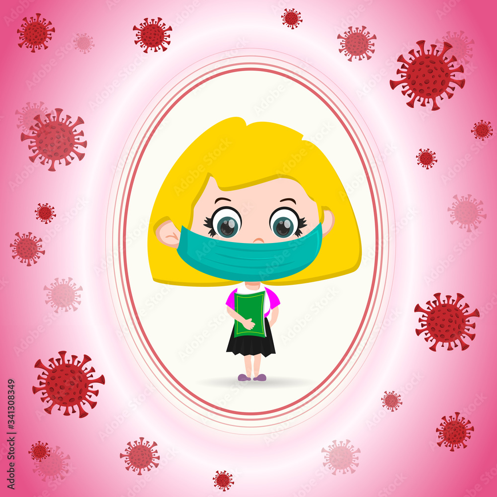 Pupil girl with virus protection wallpaper Pupil girl with virus protection wallpaper