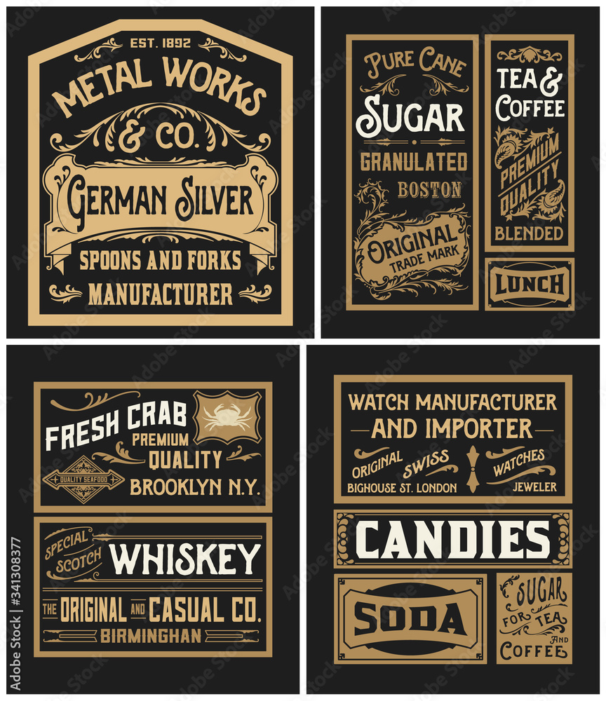Mega pack of old advertisement designs and labels - Vector illustration