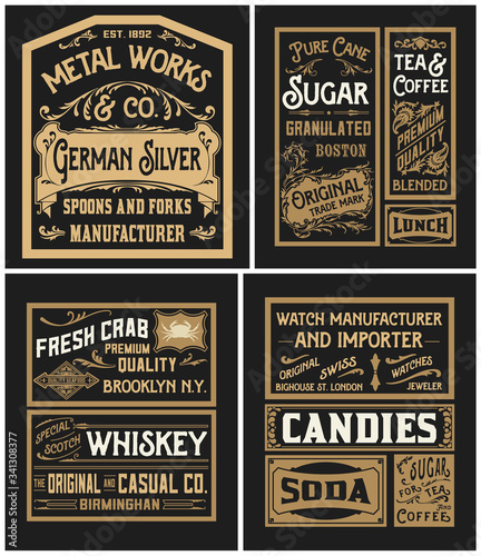 Mega pack of old advertisement designs and labels - Vector illustration