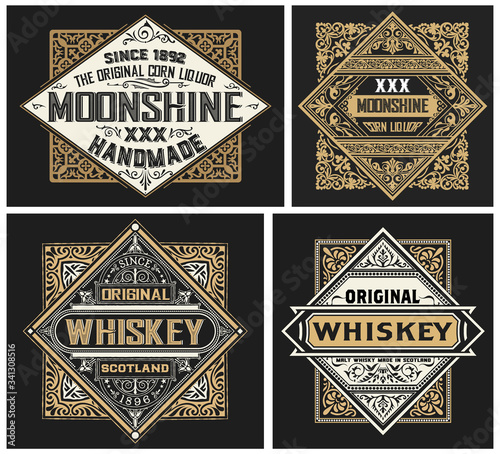 Set of 4 vintage labels. Vector layered