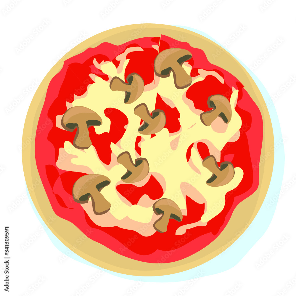 mushroom pizza italian dish fastfood circle delicious symbol cheese tomato sugo dinner isolated on white background mushroom pizza italian dish fastfood circle delicious symbol cheese tomato sugo dinner isolated on white background