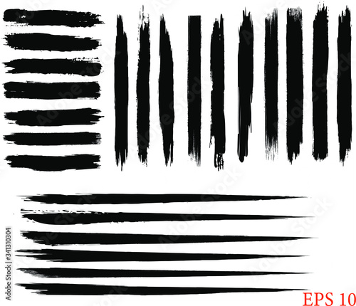 Ink brush strokes, black line, grunge brush strokes, vector brush strokes, ink paint set, EPS 10	
