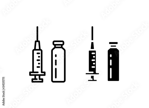 Set injection vector icon outline and glyph style