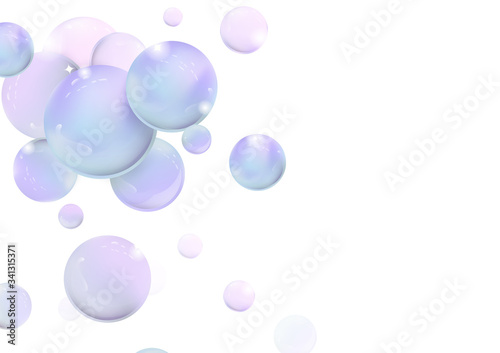 Abstract bubbles, colorful pastels sphere shape decorate scatter on white background vector illustration