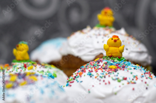 Easter cakes with colorful sprinkles