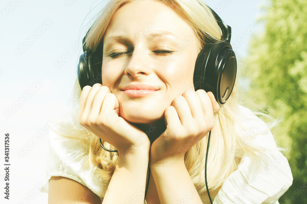 happiness smiling blonde woman relaxing happiness smiling blonde woman relaxing