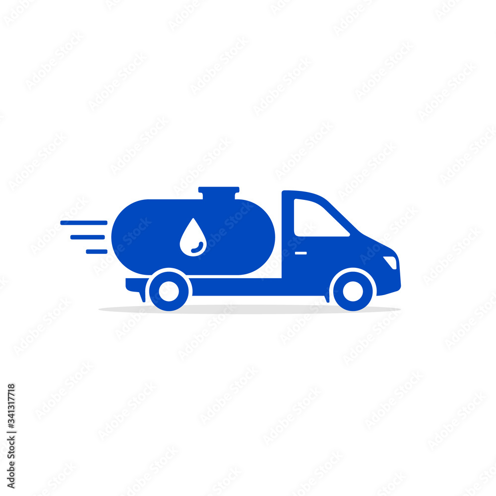 Water Delivery icon, tank Truck Icon, Logo flat Design symbol. Vector