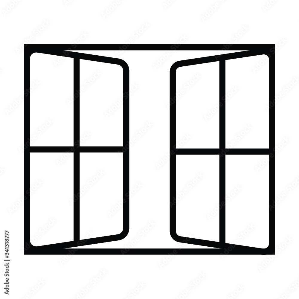 Opened window icon. Vector symbol Opened window icon. Vector symbol