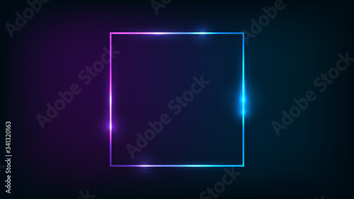 Neon square frame with shining effects