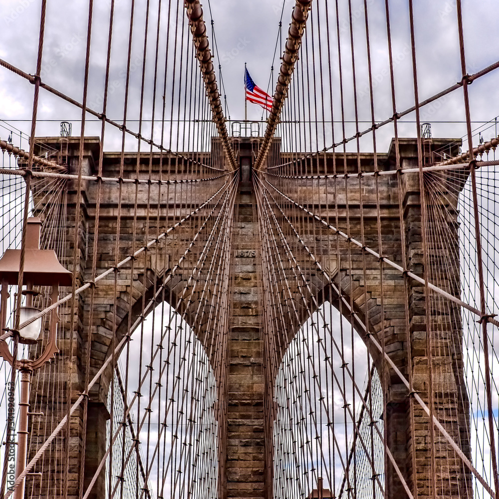 Obraz premium Architecture of Brooklyn bridge over east river in Brooklyn New York city NYC USA.