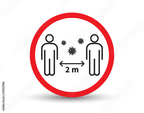 Social distancing icon. Keep the 2 meter distance. Coronovirus epidemic protective. Vector illustration