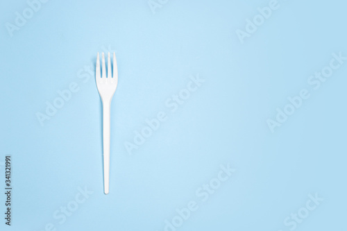 Fork. Eco-friendly life - polymers  plastics things that can be replaced by organic analogues. Home style  choose natural products for recycle and not harmful to the environment and health.