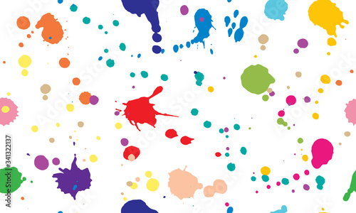 Beautiful seamless pattern of colorful ink blots and splashes. Isolated. Vector illustration