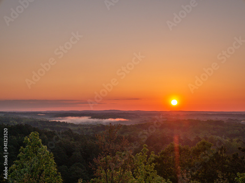 Sunrise from scenic overlook near Cheaha Mountain State Park in Talladega National Forest in Alabama, USA