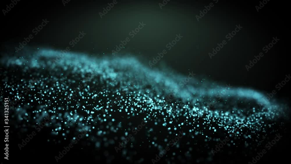 Luxurious green sparkling particles wave background