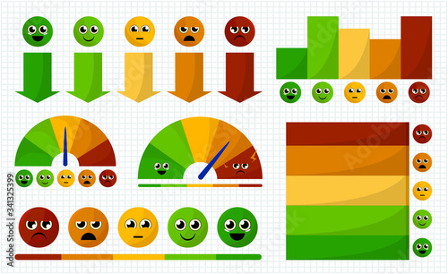 Rating scale big set. Feedback concept design. Vector illustration . 