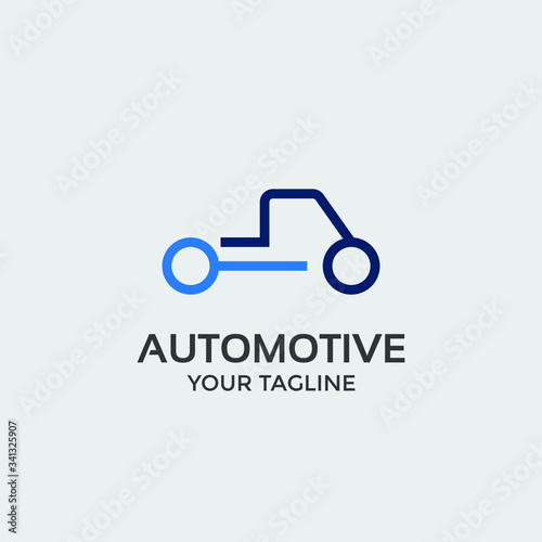 automotive logo design template vector, car with key repair icon 