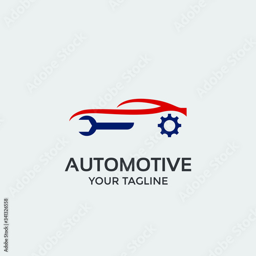 automotive logo design template vector, car with key repair icon 
